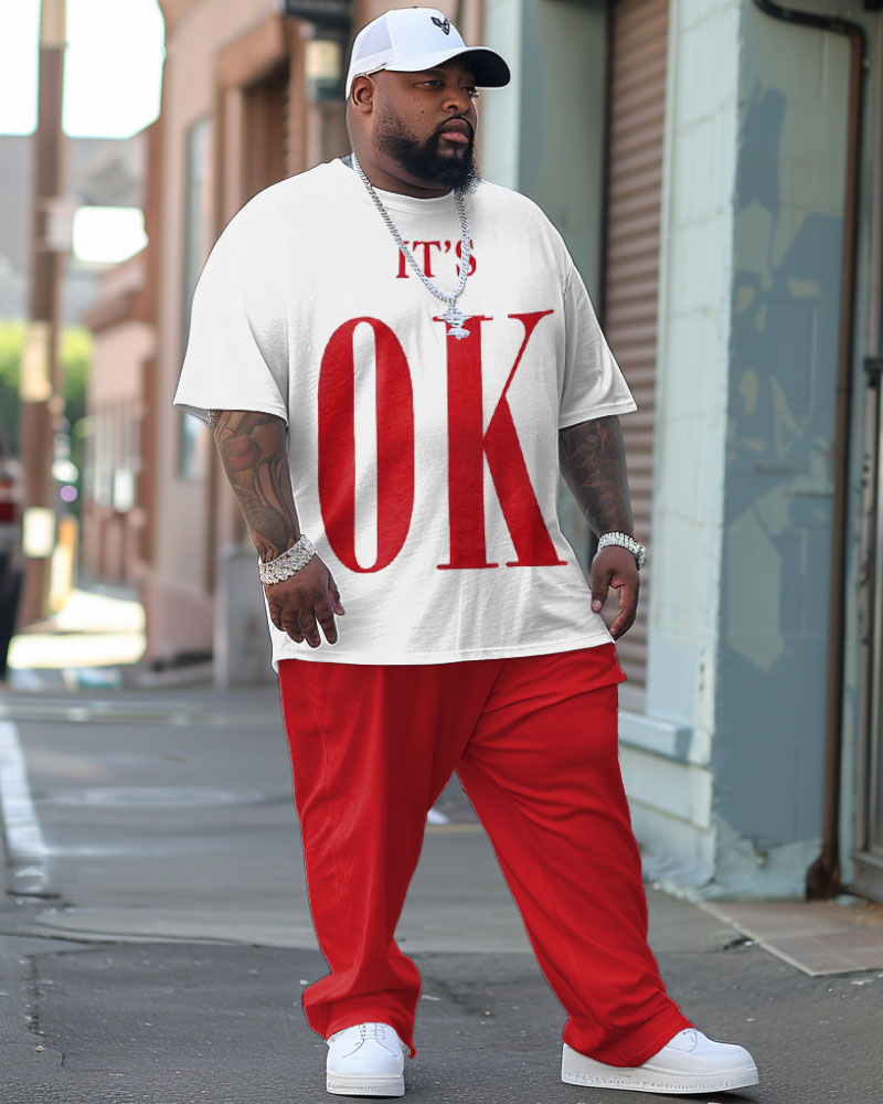 Big & Tall Graphic Streetwear T-Shirt Pants Set for big men view 1