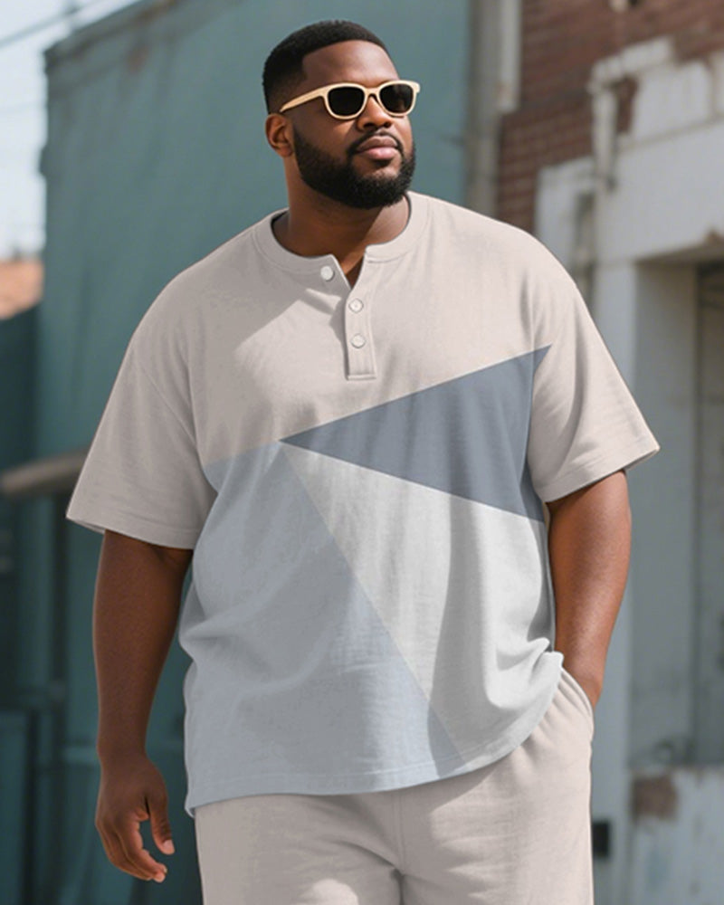 Big & Tall Blue Colorblock T-Shirt Pants Set for big men view 2