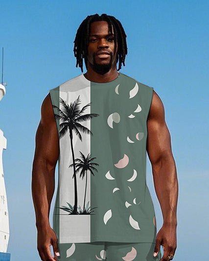Big & Tall Hawaiian Colorblock Two-piece Set for big men view 2