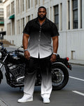 Big & Tall Black White Gradient T-Shirt Pants Set for big men view 1