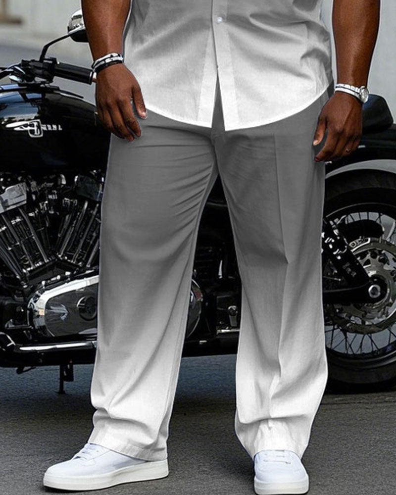 Big & Tall Gray Gradient T-Shirt Pants Set for big men view 3