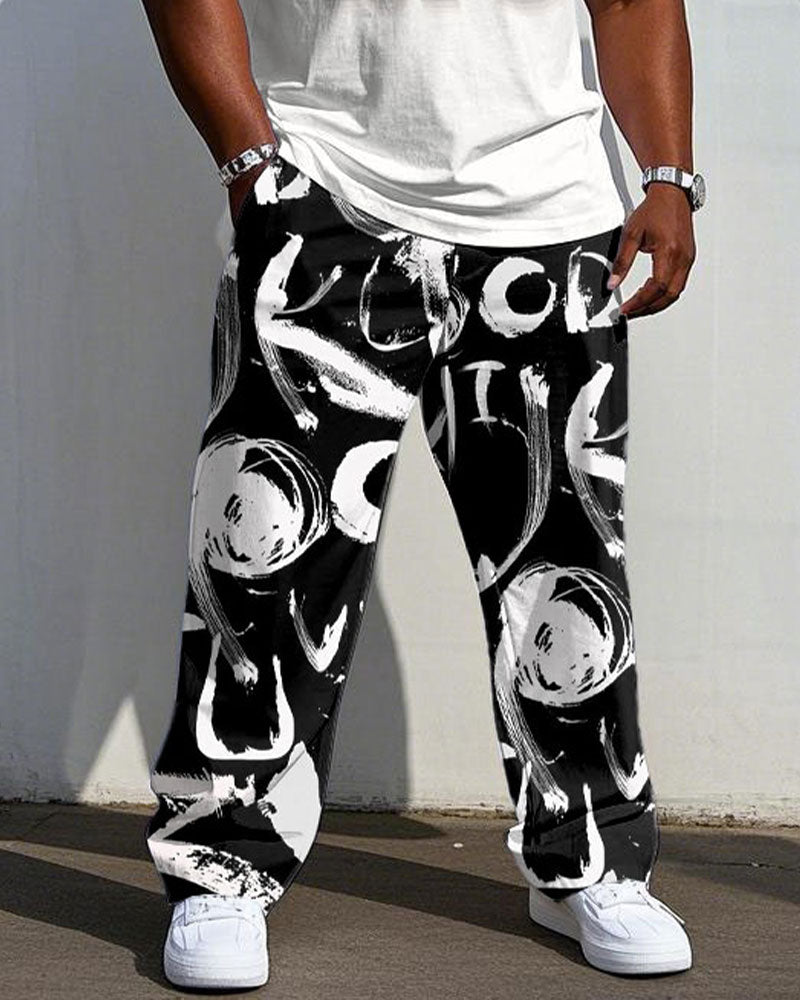 Big & Tall Graphic Graffiti T-Shirt Pants Set for big men view 3