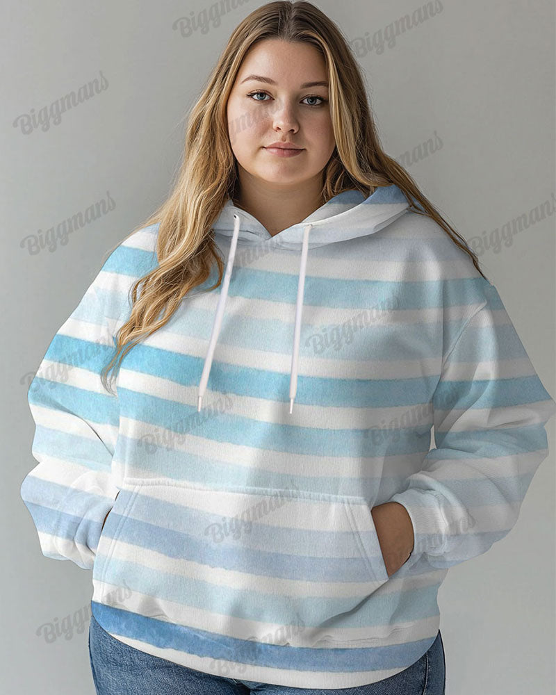 Big & Tall Blue Striped Graphic Hoodie for big men