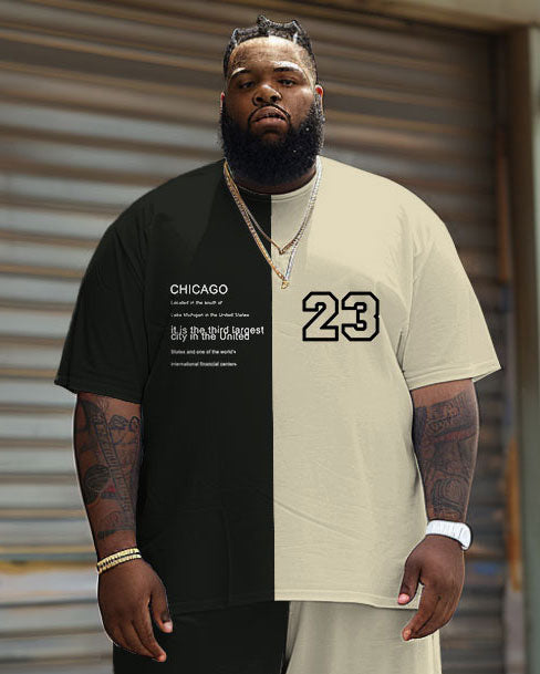 Big & Tall Graphic Streetwear T-Shirt Shorts Set for big men view 3