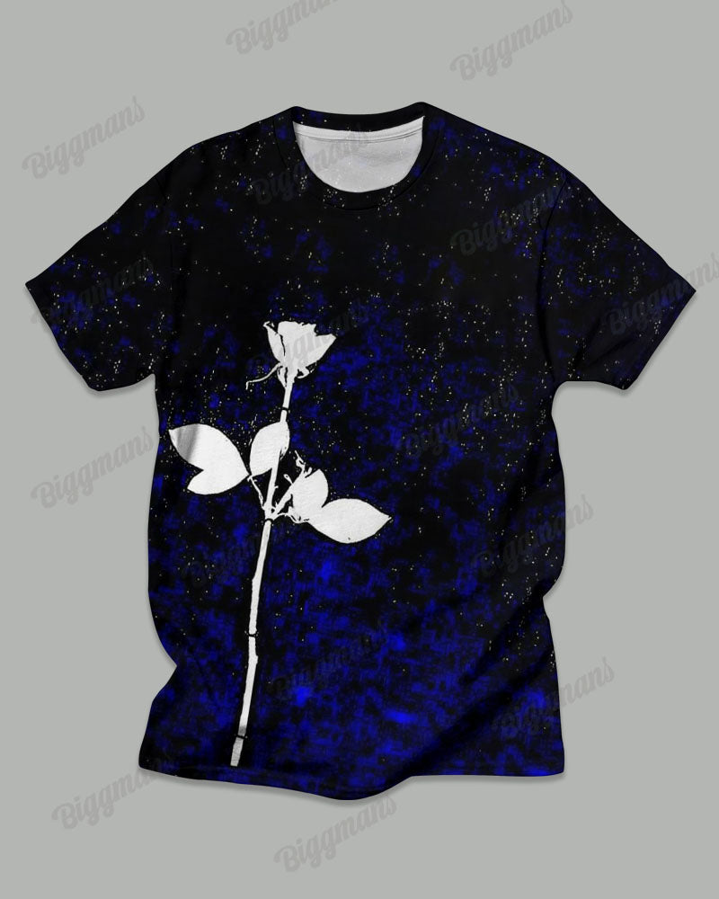 Big & Tall Black Blue Colorblock T-Shirt Pants Set for big men view 2