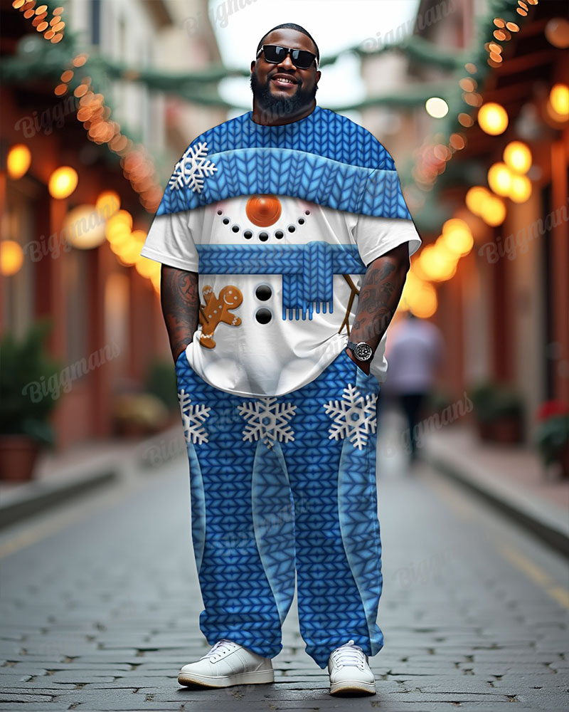 Big & Tall Blue Graphic T-Shirt Pants Set for big men view 1