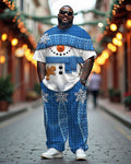Big & Tall Blue Graphic T-Shirt Pants Set for big men view 1