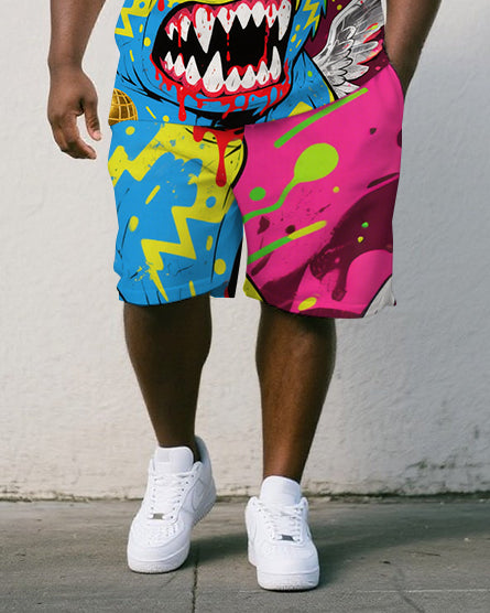 Big & Tall Splash Ink Polo Shorts Set for big men view 3