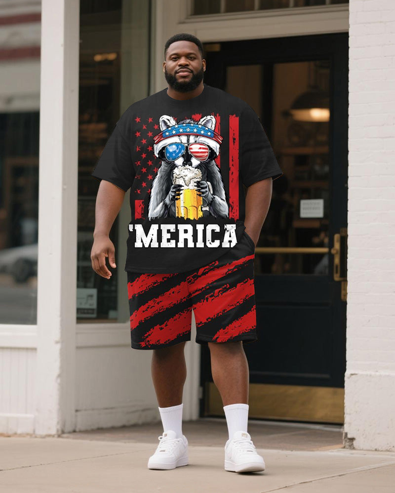 Big & Tall Graphic T-Shirt Shorts Set for big men view 1
