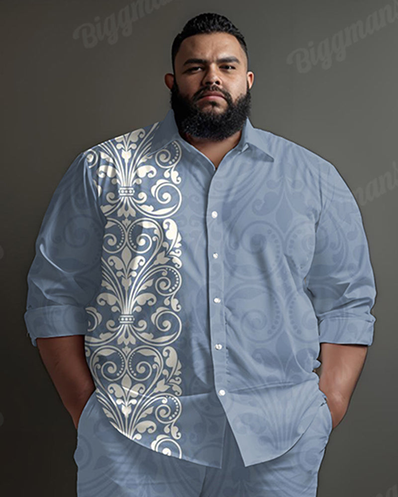 Big & Tall Blue Graphic T-Shirt Pants Set for big men view 2