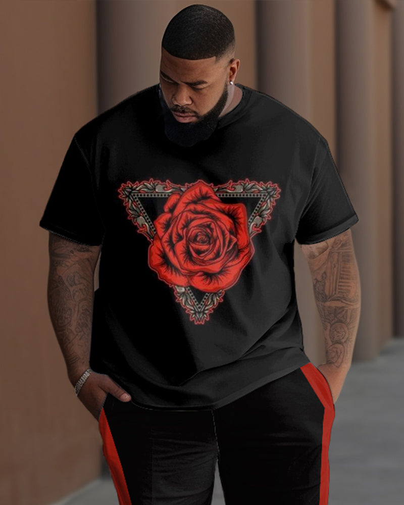 Big & Tall Geometric T-Shirt Pants Set for big men view 2