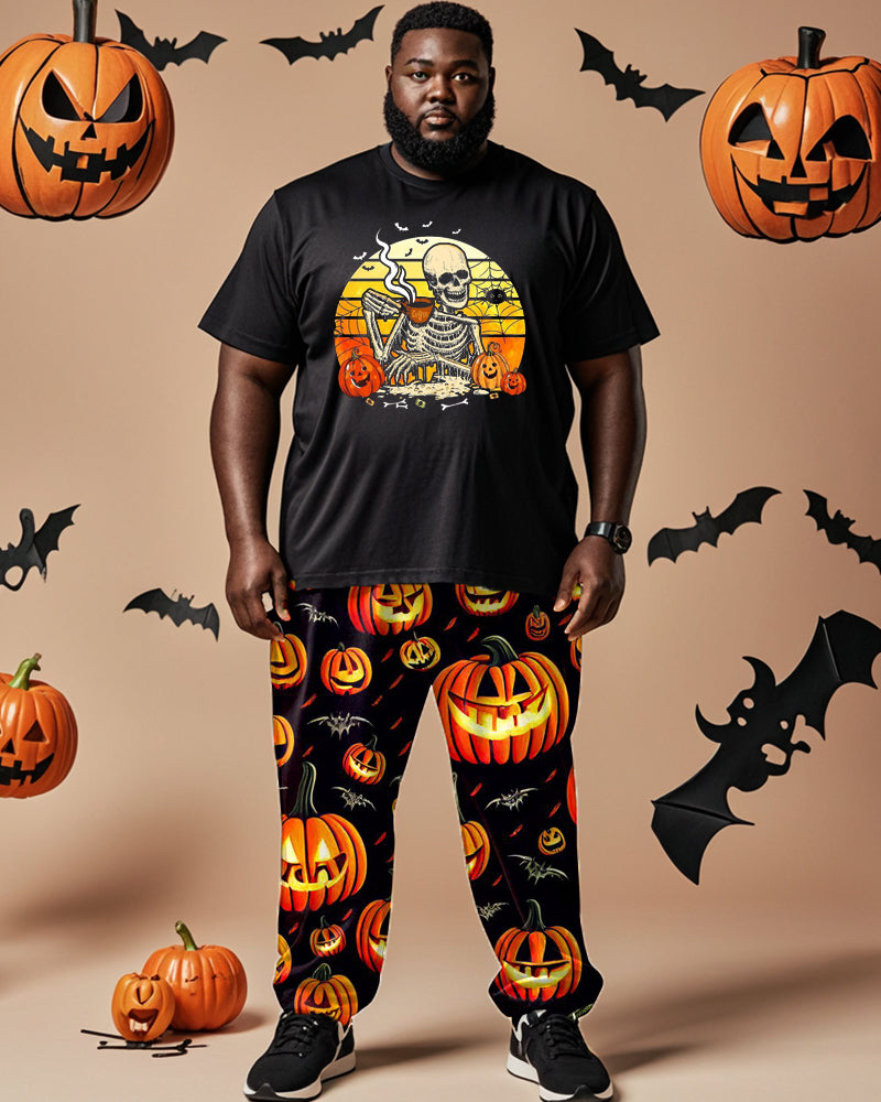 Big & Tall Graphic Skull T-Shirt Pants Set for big men view 1