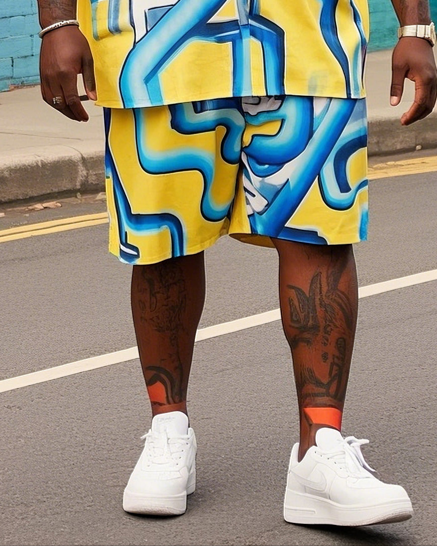 Big & Tall Graphic T-Shirt Shorts Set for big men view 3