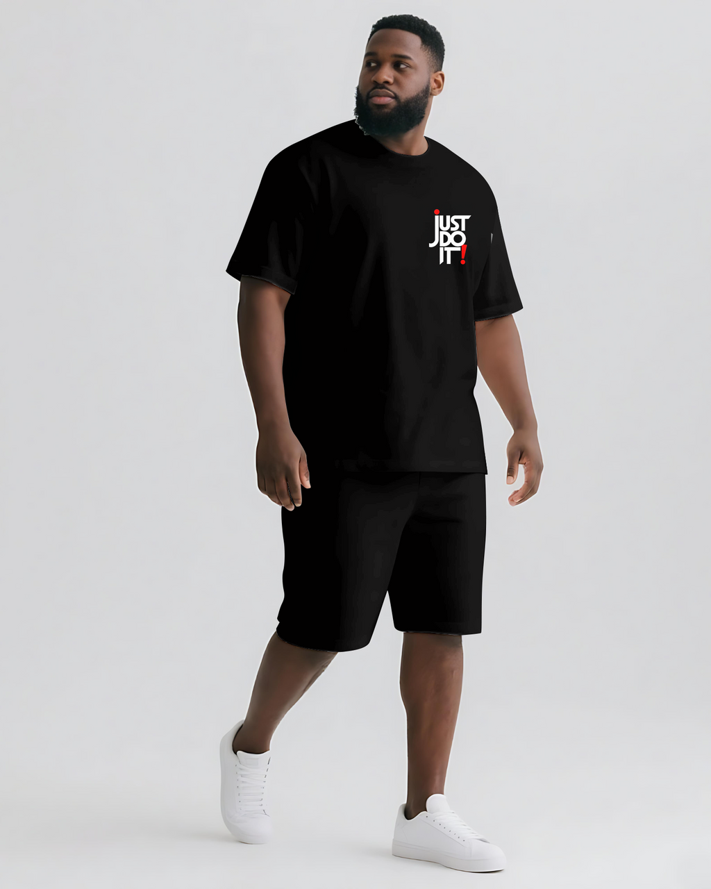 Big & Tall Graphic Streetwear Two-piece Set for big men view 3