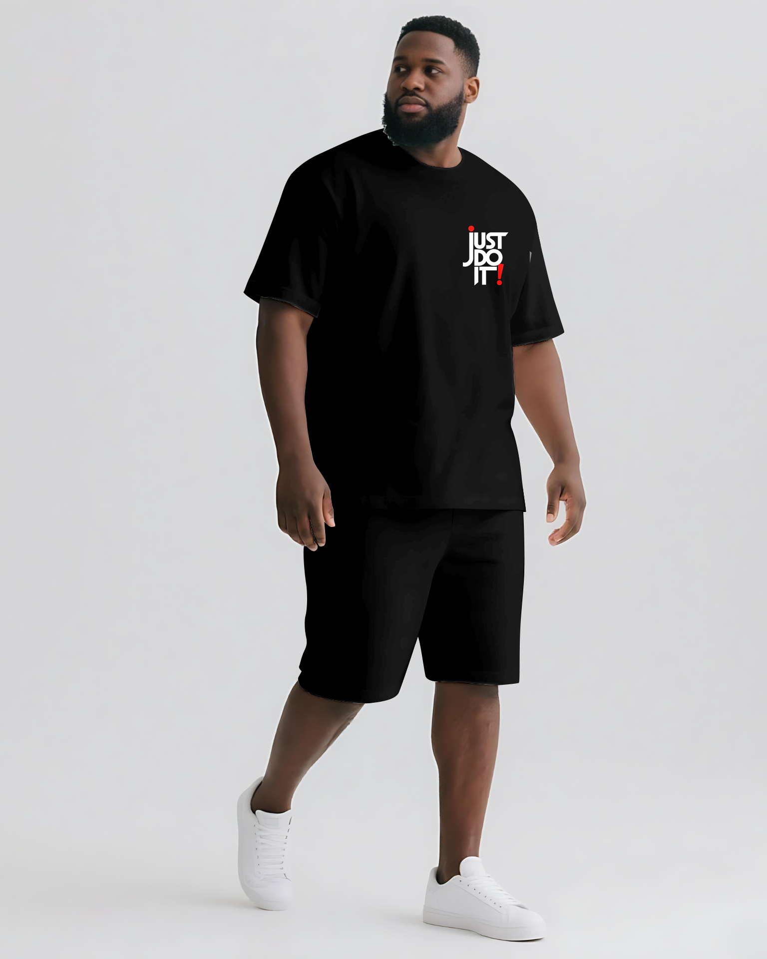 Big & Tall Graphic Streetwear Two-piece Set for big men view 3