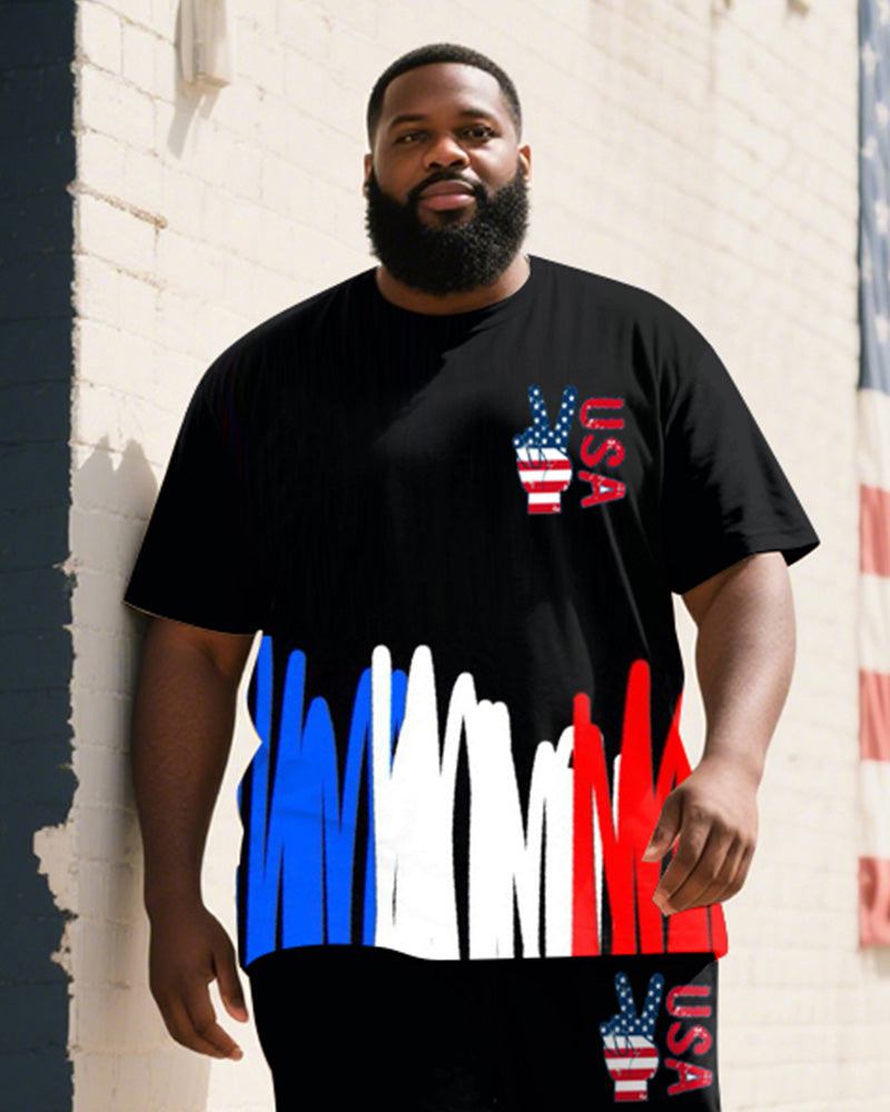 Big & Tall Graffiti T-Shirt Pants Set for big men view 2