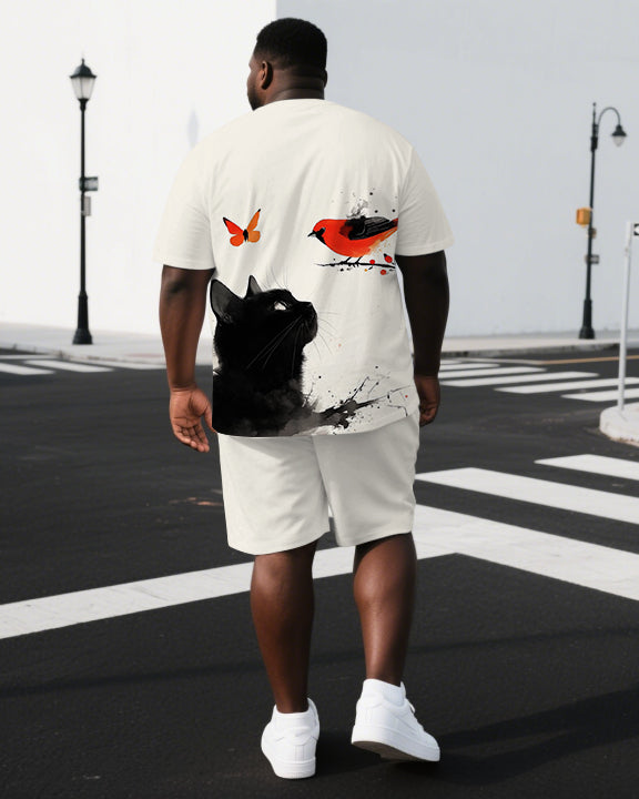 Big & Tall Graphic T-Shirt Shorts Set for big men view 1