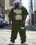 Big & Tall Hawaiian Graphic T-Shirt Pants Set for big men view 1