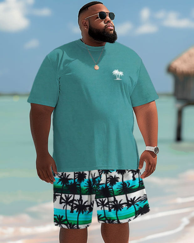 Big & Tall Hawaiian Tropical T-Shirt Shorts Set for big men view 1