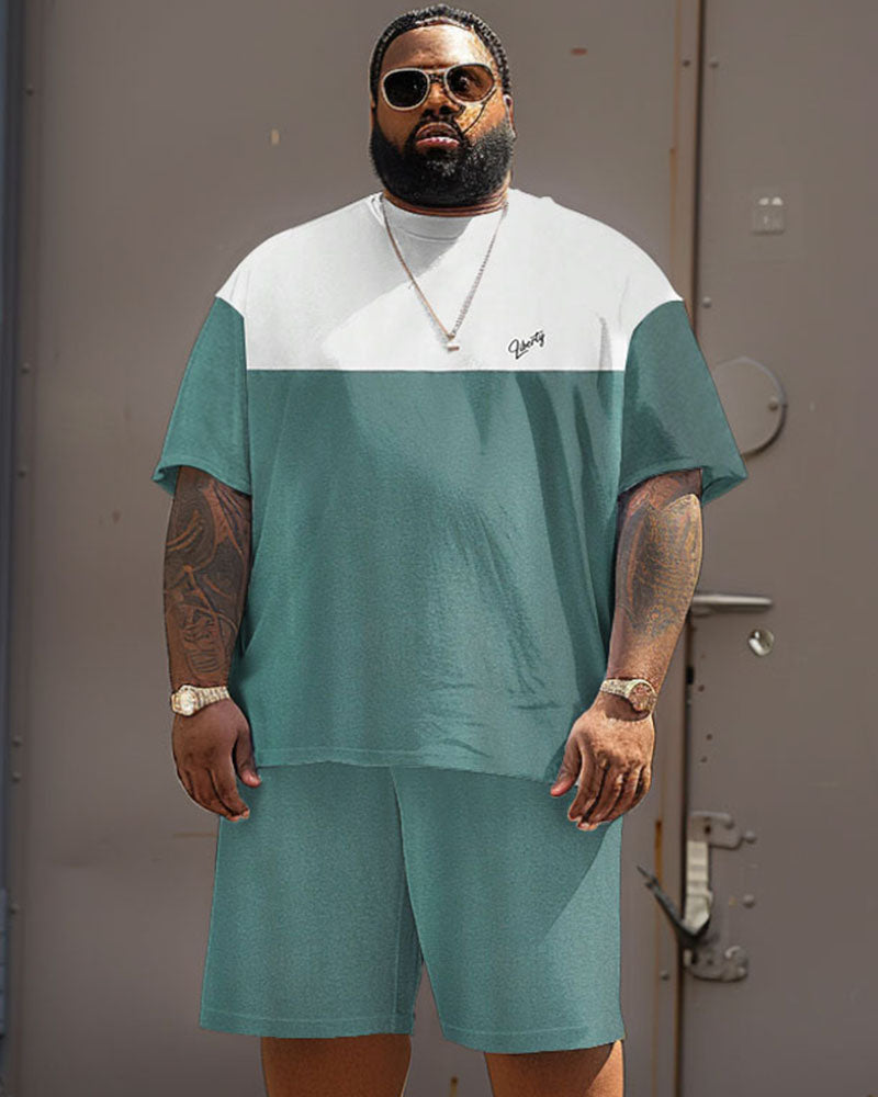 Big & Tall Colorblock T-Shirt Shorts Set for big men view 1
