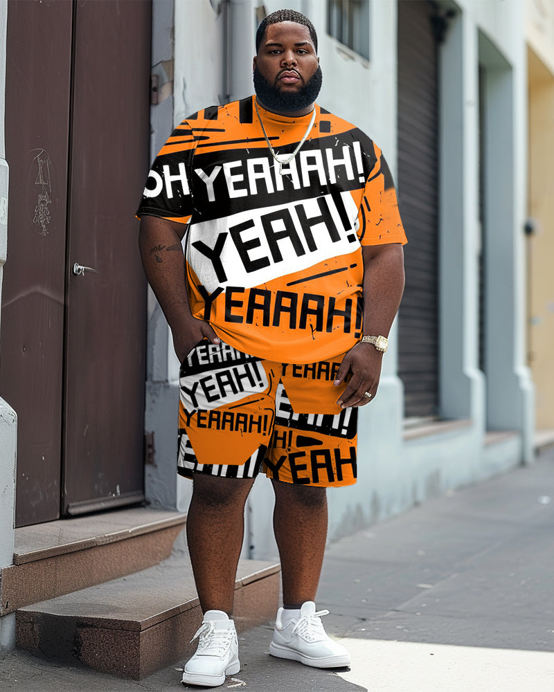 Big & Tall Colorblock Graphic Two-piece Set for big men view 1