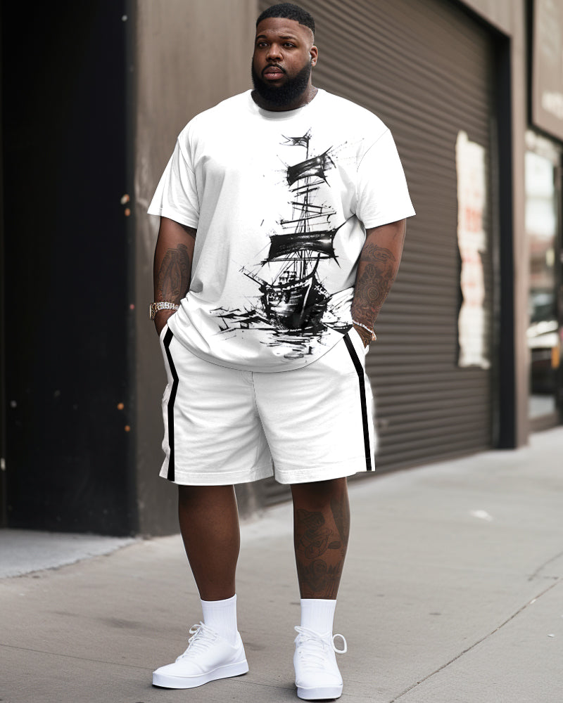 Big & Tall Graphic Splash Ink T-Shirt Shorts Set for big men view 1