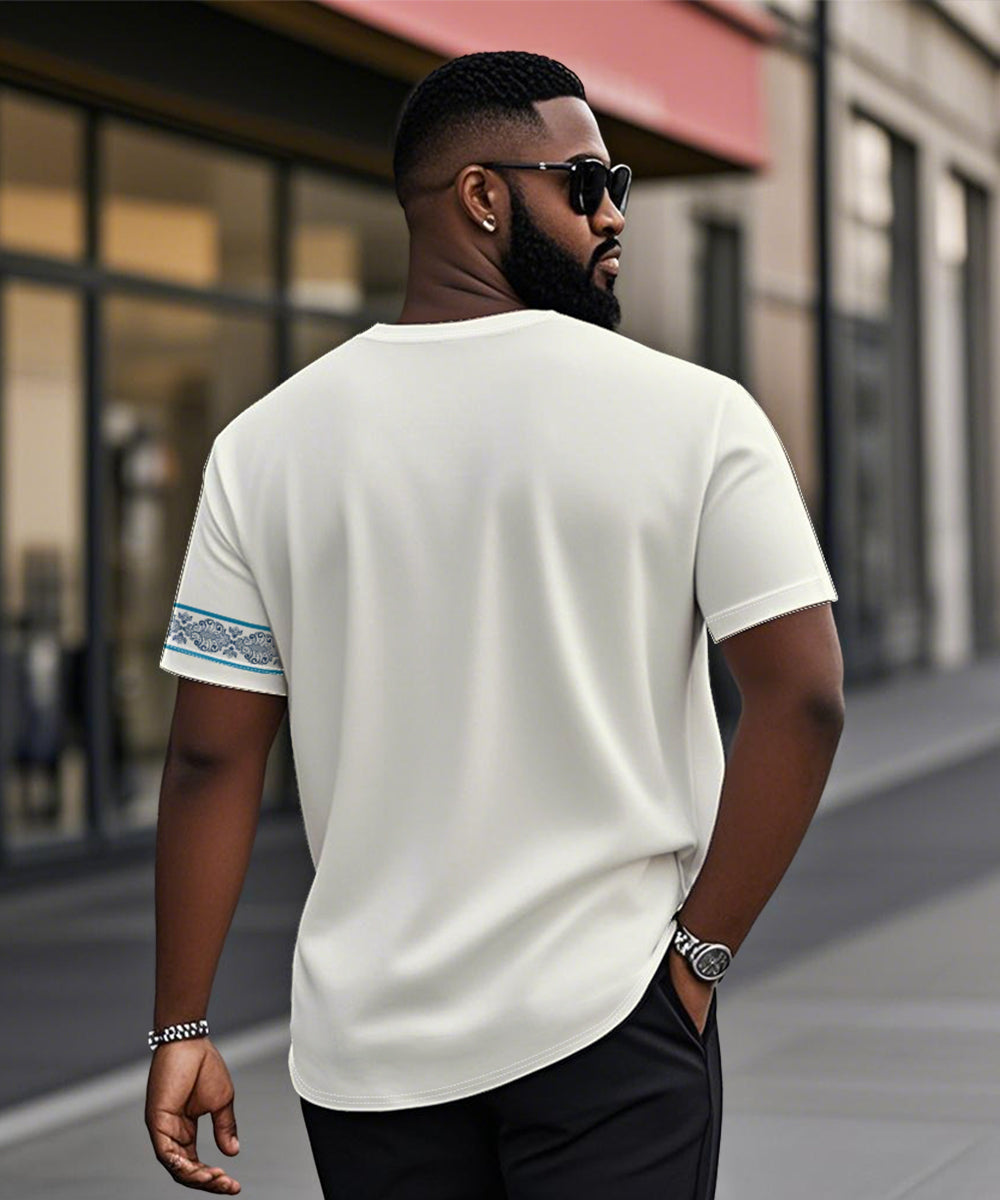 Big & Tall Blue Hawaiian Graphic T-Shirt for big men view 2