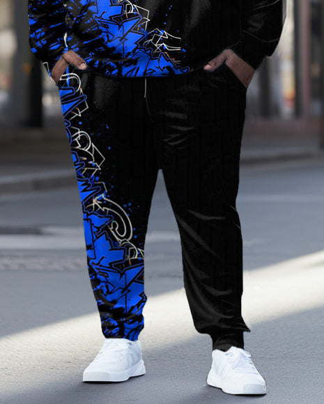 Big & Tall Colorblock Geometric Hoodie Sweatpants Set for big men view 3
