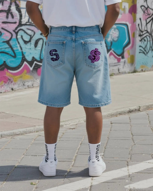 Big & Tall Purple Denim Graphic Jeans for big men view 2