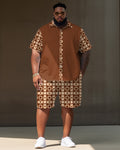Big & Tall Geometric T-Shirt Shorts Set for big men view 1