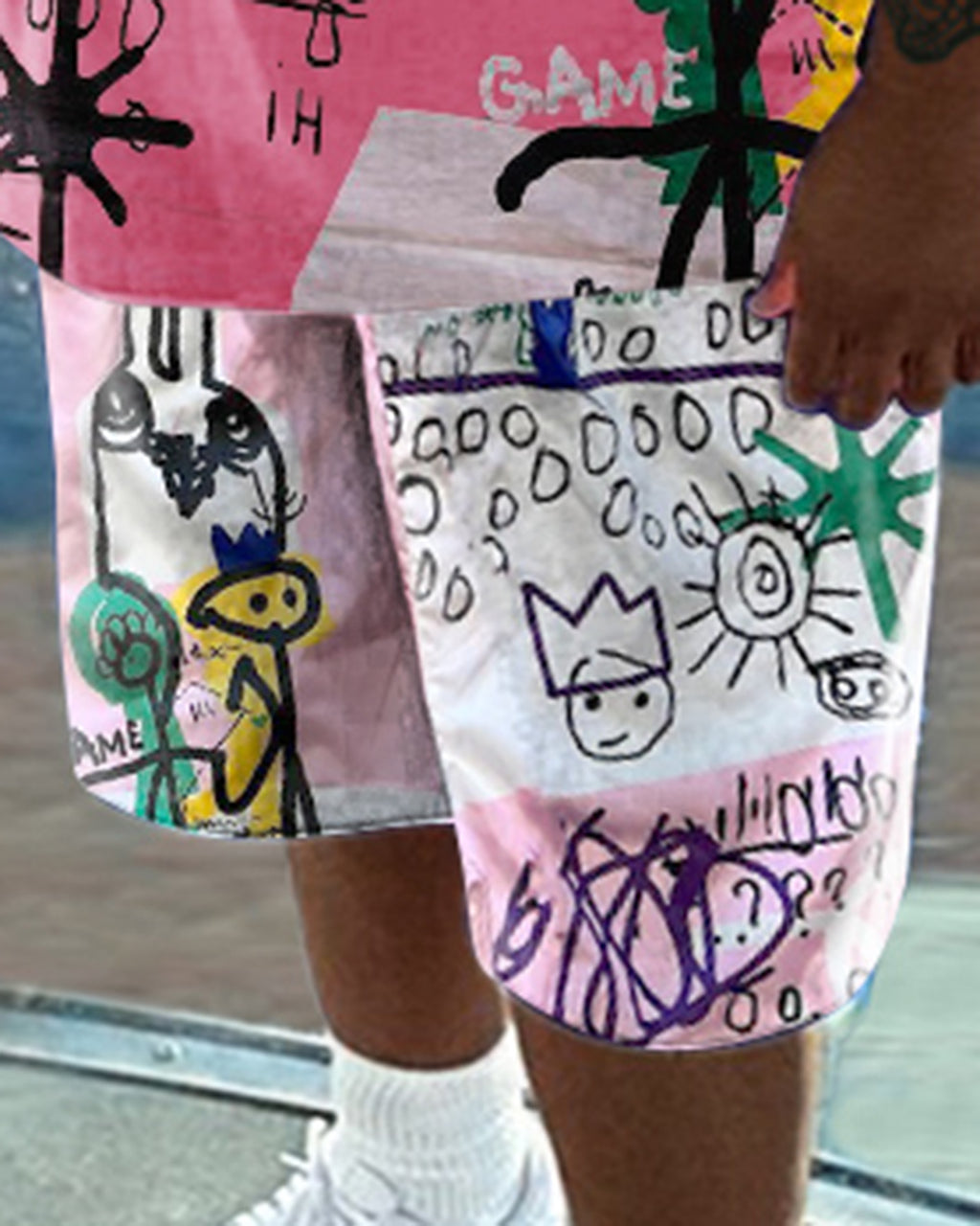 Big & Tall Graffiti T-Shirt Shorts Set for big men view 3