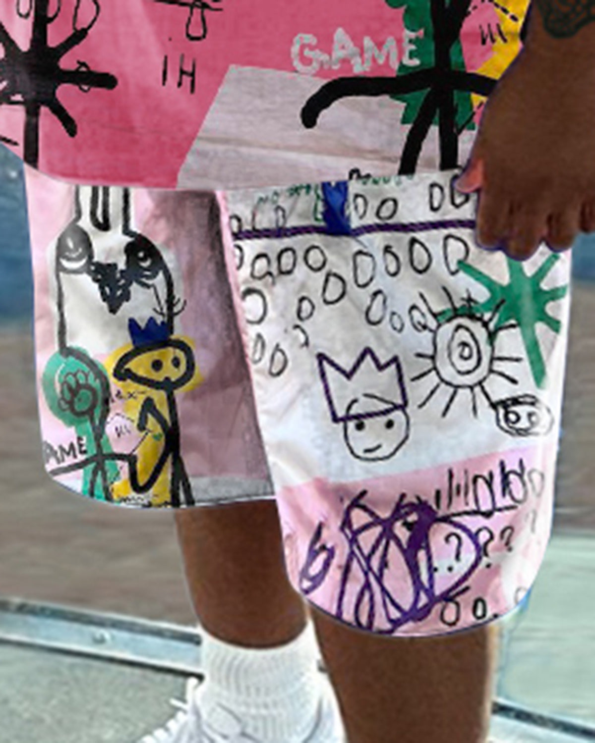 Big & Tall Graffiti T-Shirt Shorts Set for big men view 3