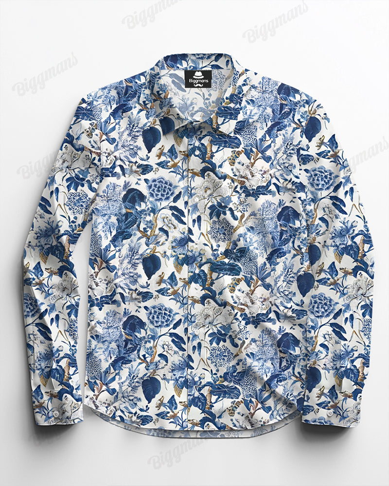 Big & Tall Floral Long Sleeve Shirt for big men view 2