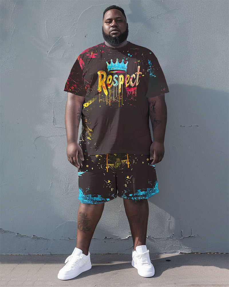 Big & Tall Graphic Graffiti T-Shirt Shorts Set for big men view 1