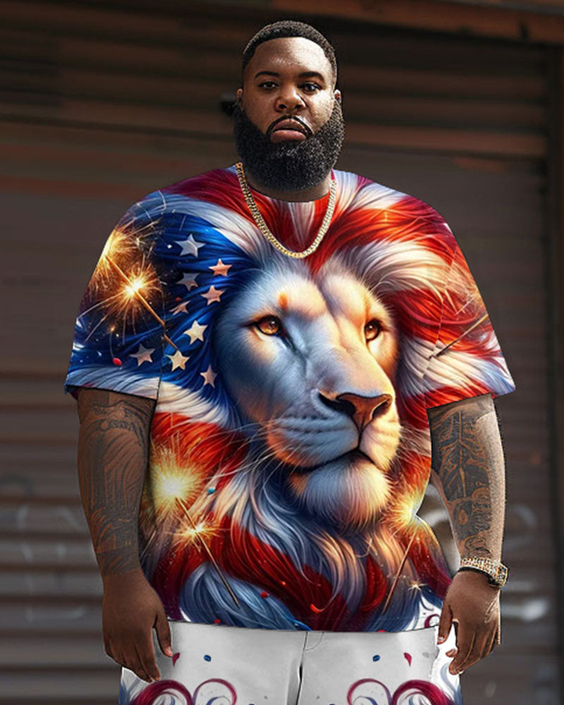 Big & Tall Graphic T-Shirt Shorts Set for big men view 3