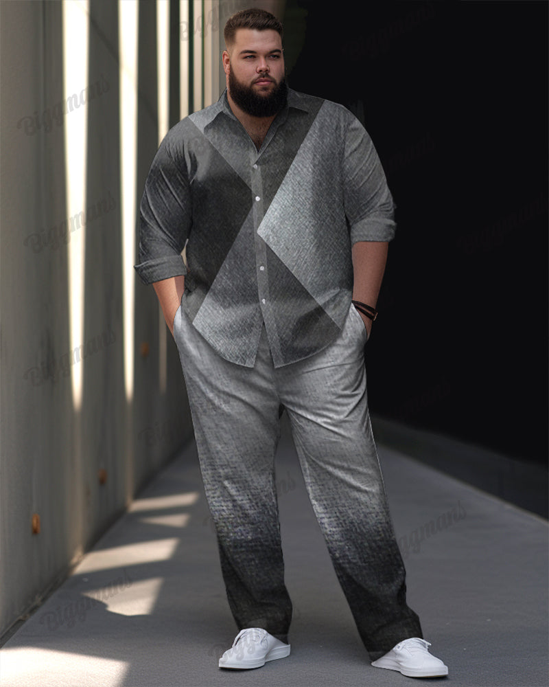 Big & Tall Gradient Geometric Graphic Two-piece Set for big men view 1