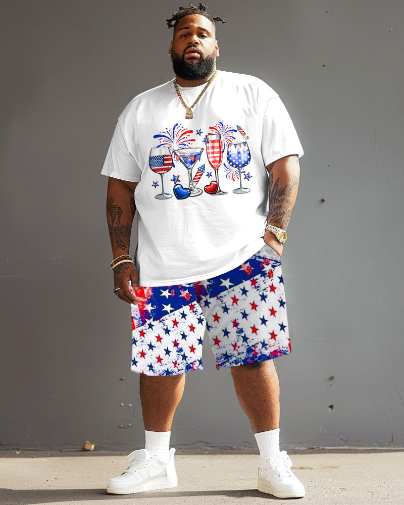 Big & Tall Graphic T-Shirt Shorts Set for big men view 2
