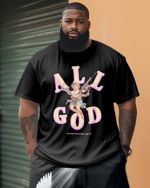 Big & Tall Graphic Streetwear Two-piece Set for big men view 2