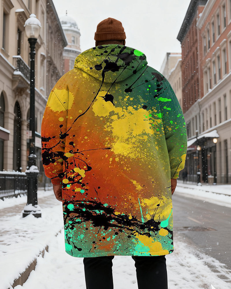 Big & Tall Green Graphic Graffiti Hoodie for big men view 3