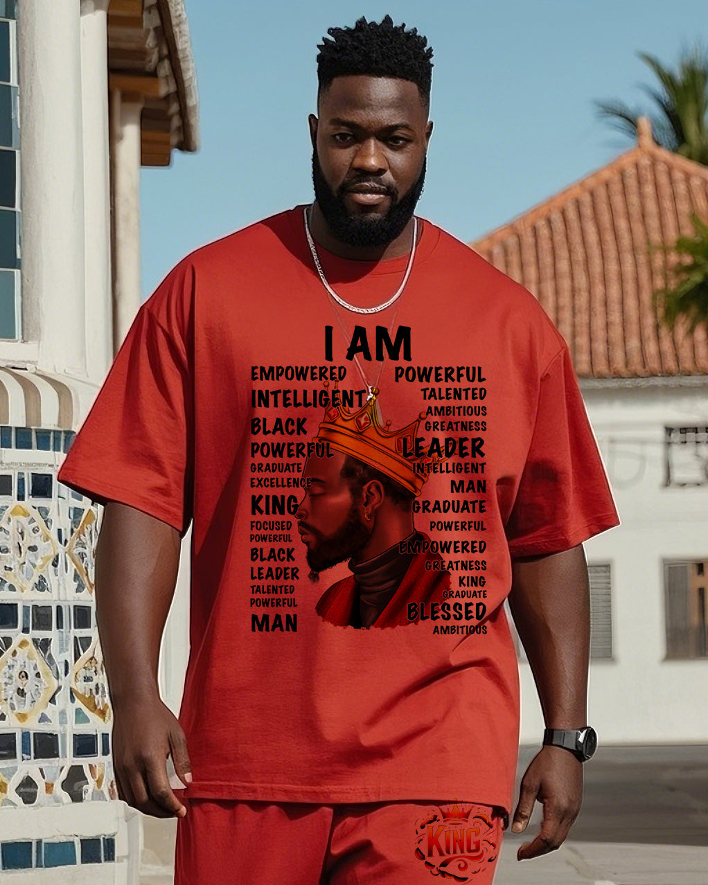 Big & Tall Black Red Juneteenth Two-piece Set for big men view 2