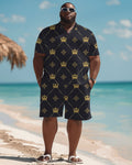 Big & Tall Hawaiian Plaid Vintage Polo Shorts Set for big men view 1