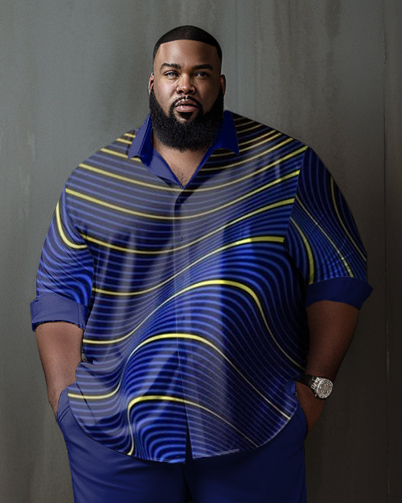 Big & Tall Blue Gradient Shirt Pants Set for big men view 3