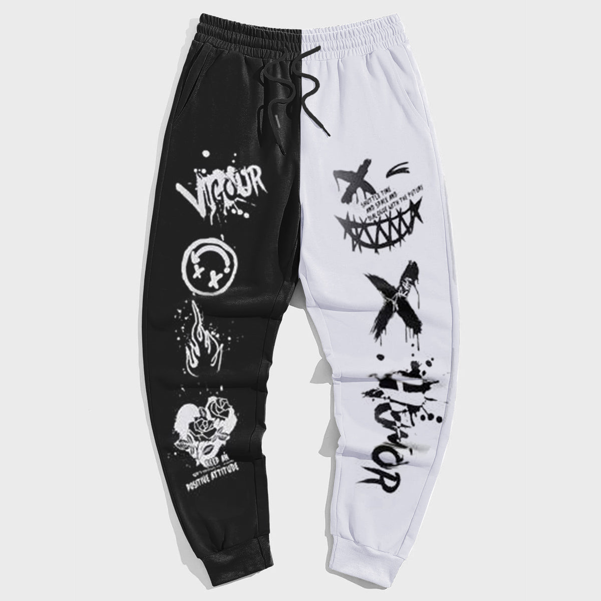 Big & Tall Colorblock Streetwear Vintage Sweatpants for big men