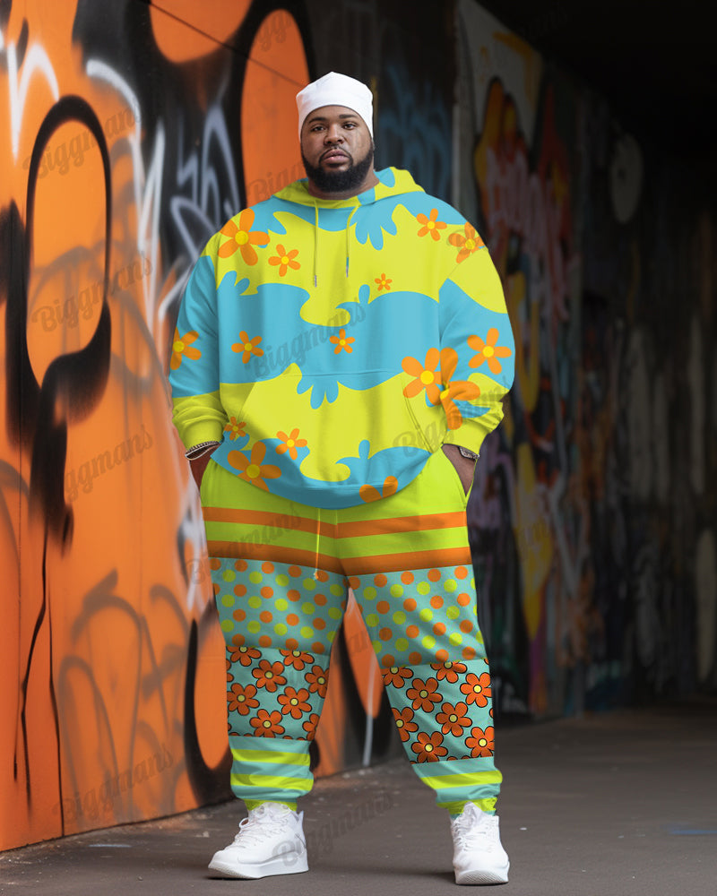 Big & Tall Graphic Floral Hoodie Sweatpants Set for big men view 1