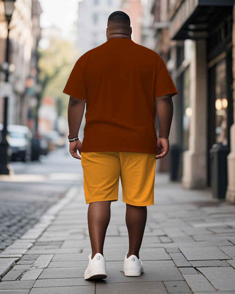 Big & Tall Graphic Graffiti T-Shirt Shorts Set for big men view 4