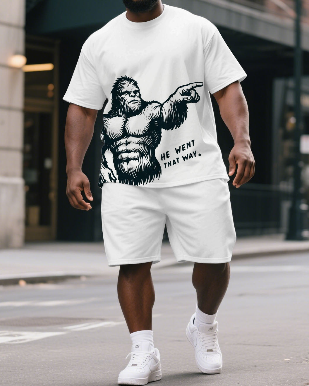 Big & Tall Graphic T-Shirt Shorts Set for big men view 1