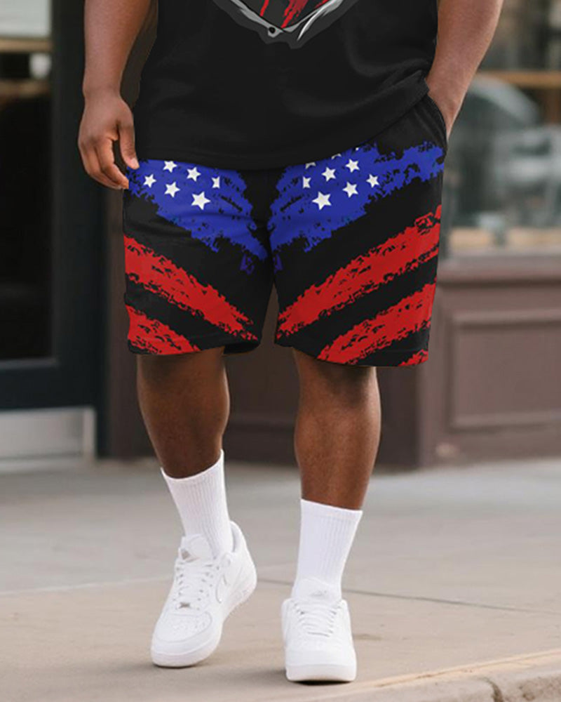 Big & Tall Graphic T-Shirt Shorts Set for big men view 3