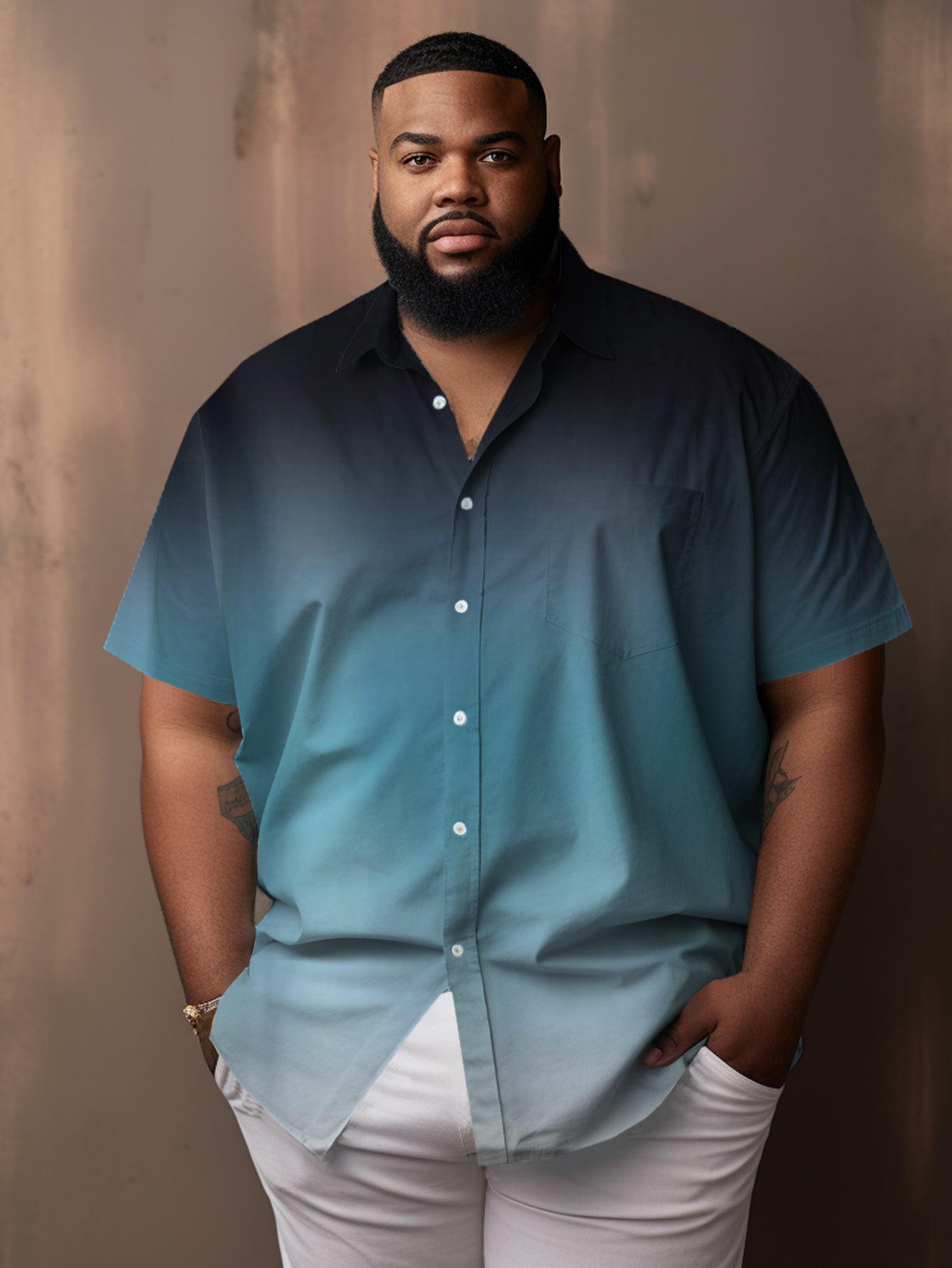 Big & Tall Gradient Short Sleeve Shirt for big men view 2