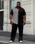 Big & Tall Black White T-Shirt Pants Set for big men view 1