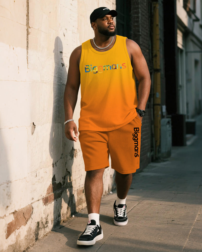 Big & Tall Orange Yellow Gradient Two-piece Set for big men view 1